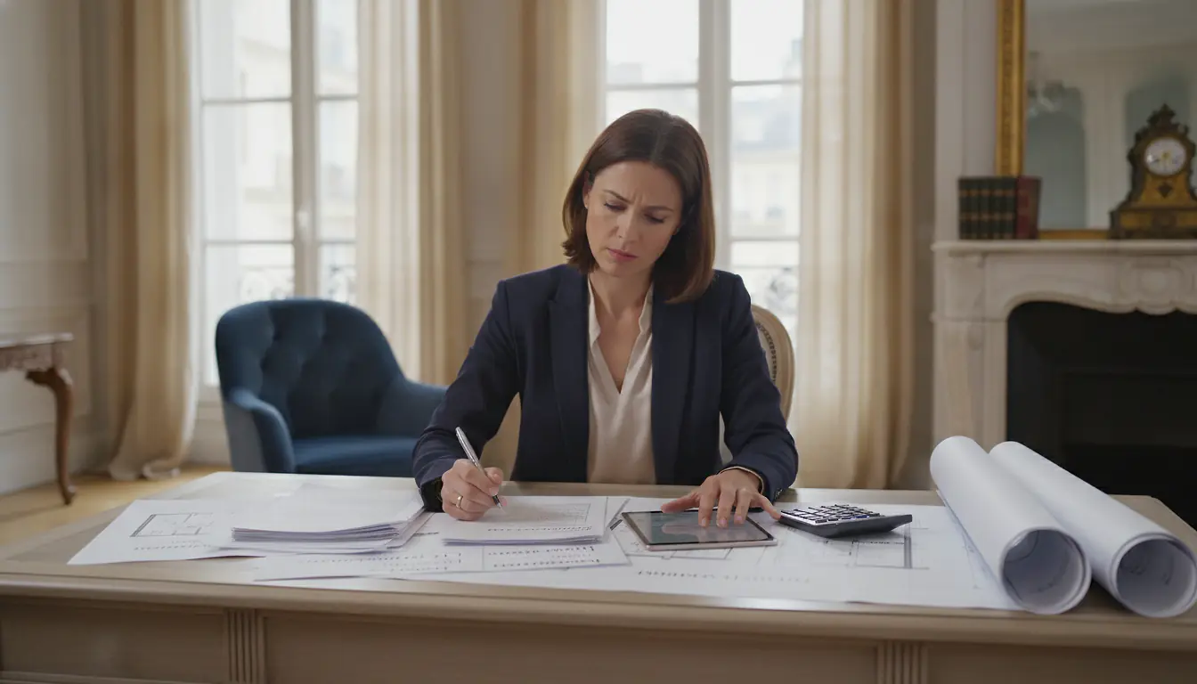 Investisseur immobilier consultant des devis de rénovation pour optimiser la déduction fiscale de ses travaux